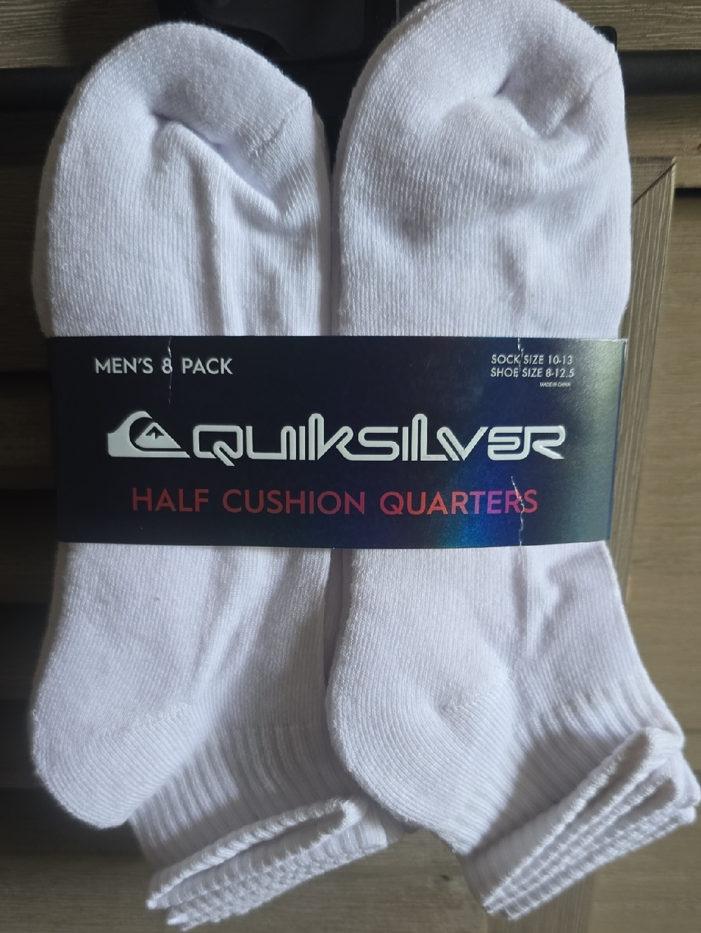 Quiksilver White Half Cushion Quarter Socks - Men's 8 Pack